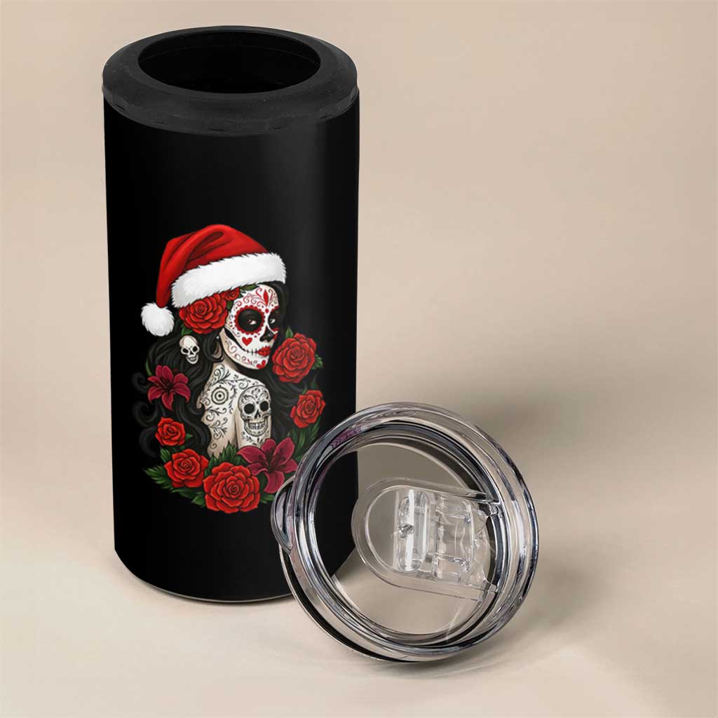 Dia De Los Muertos Mexican Christmas 4 in 1 Can Cooler Tumbler Day of the Dead Sugar Skull Women - Wonder Print Shop