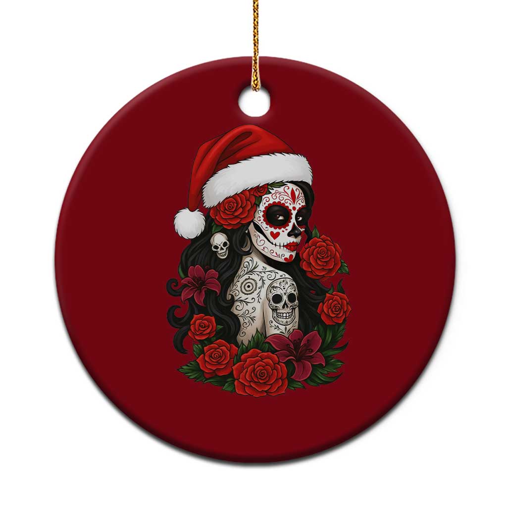 Dia De Los Muertos Mexican Christmas Ceramic Ornament Day of the Dead Sugar Skull Women - Wonder Print Shop