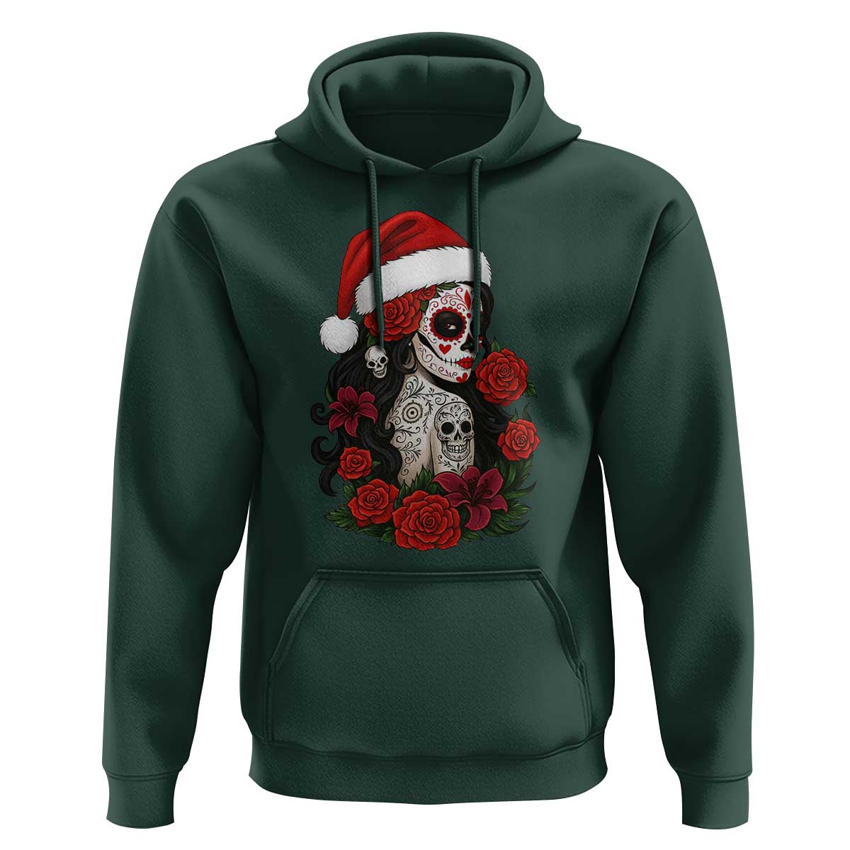 Dia De Los Muertos Mexican Christmas Hoodie Day of the Dead Sugar Skull Women - Wonder Print Shop