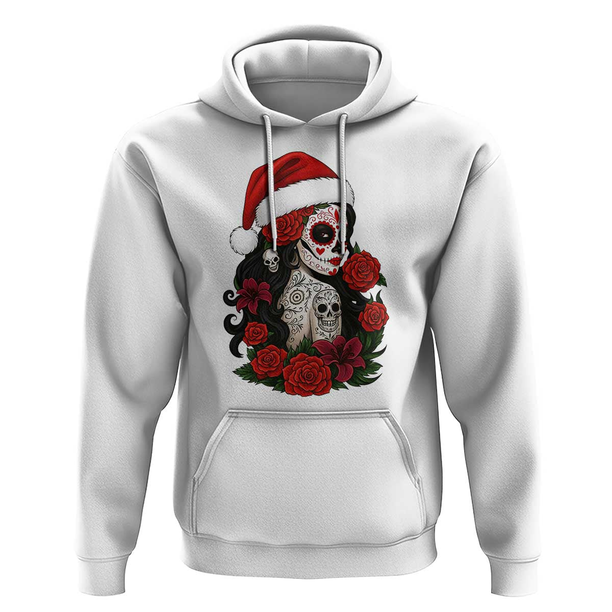 Dia De Los Muertos Mexican Christmas Hoodie Day of the Dead Sugar Skull Women - Wonder Print Shop