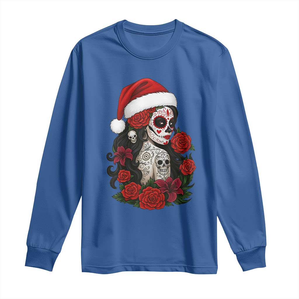 Dia De Los Muertos Mexican Christmas Long Sleeve Shirt Day of the Dead Sugar Skull Women - Wonder Print Shop