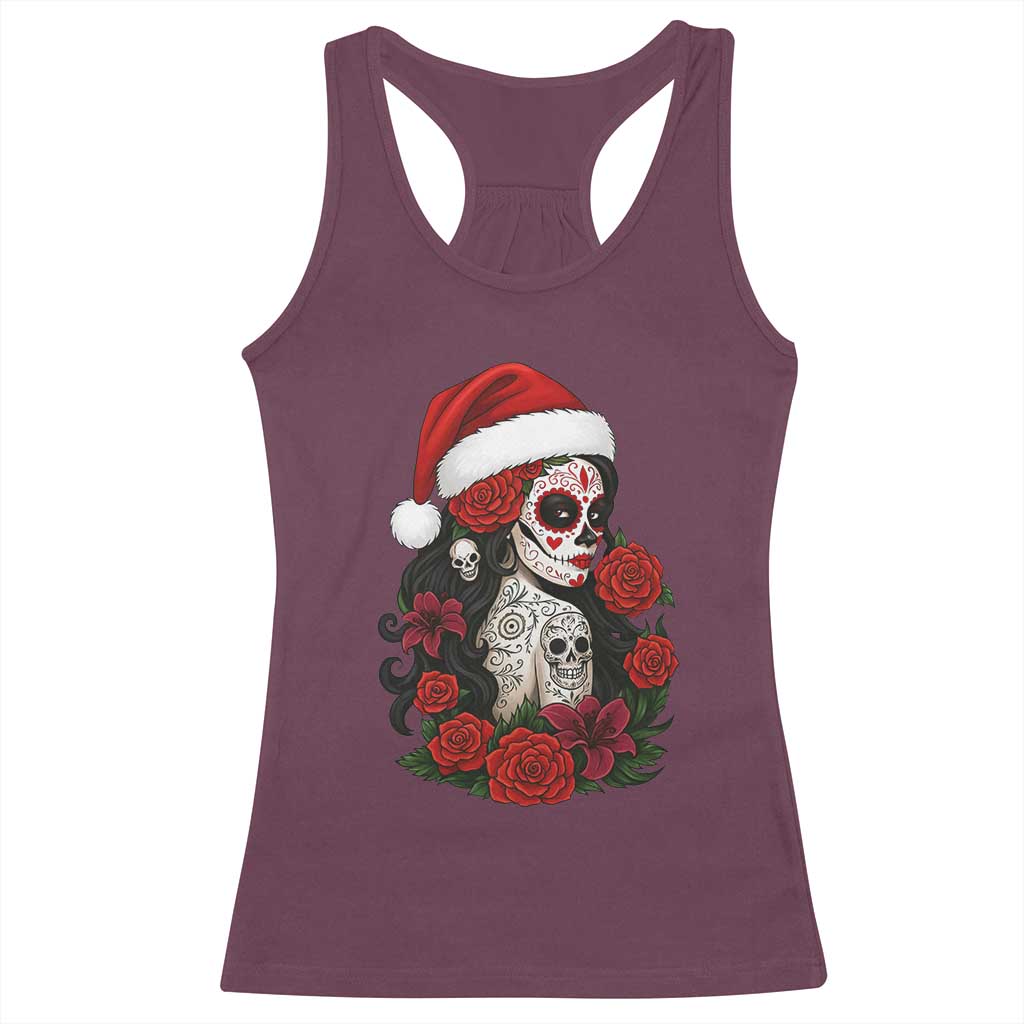 Dia De Los Muertos Mexican Christmas Racerback Tank Top Day of the Dead Sugar Skull Women - Wonder Print Shop