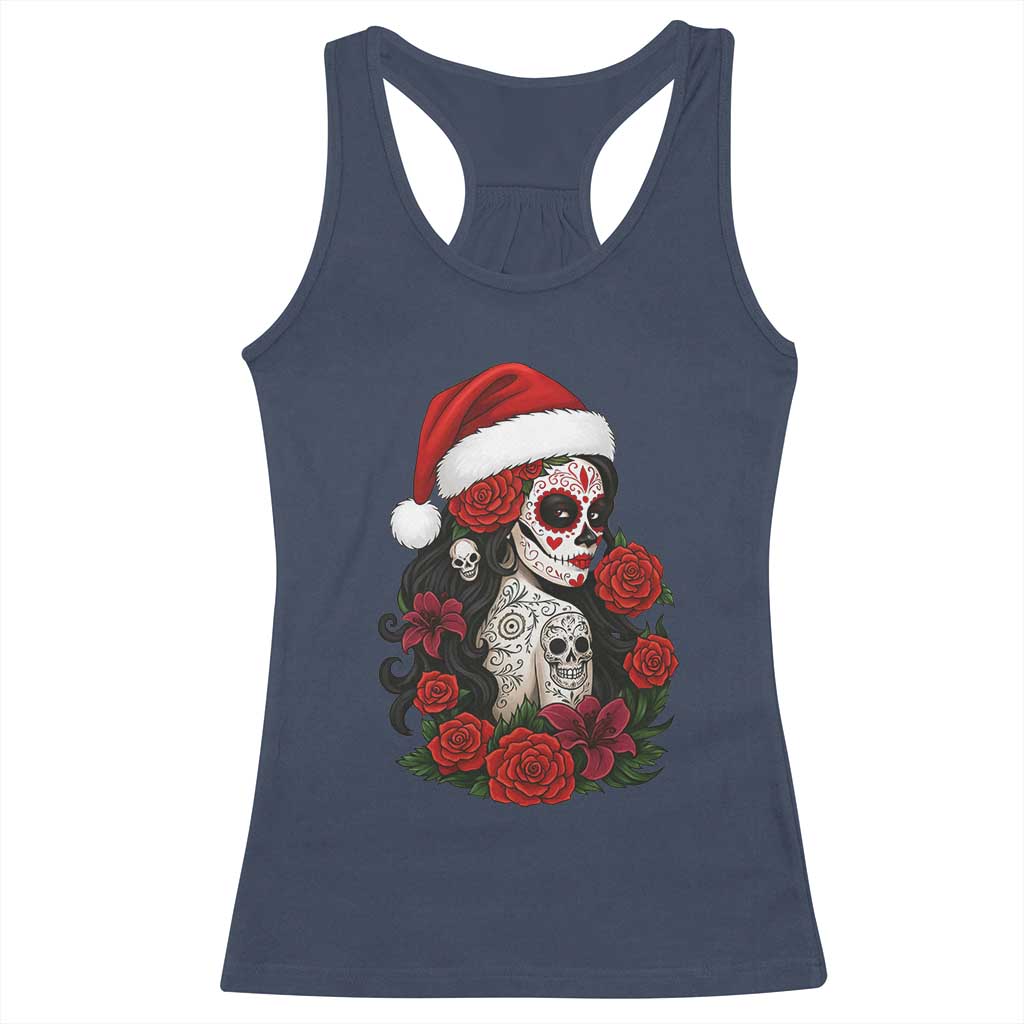Dia De Los Muertos Mexican Christmas Racerback Tank Top Day of the Dead Sugar Skull Women - Wonder Print Shop