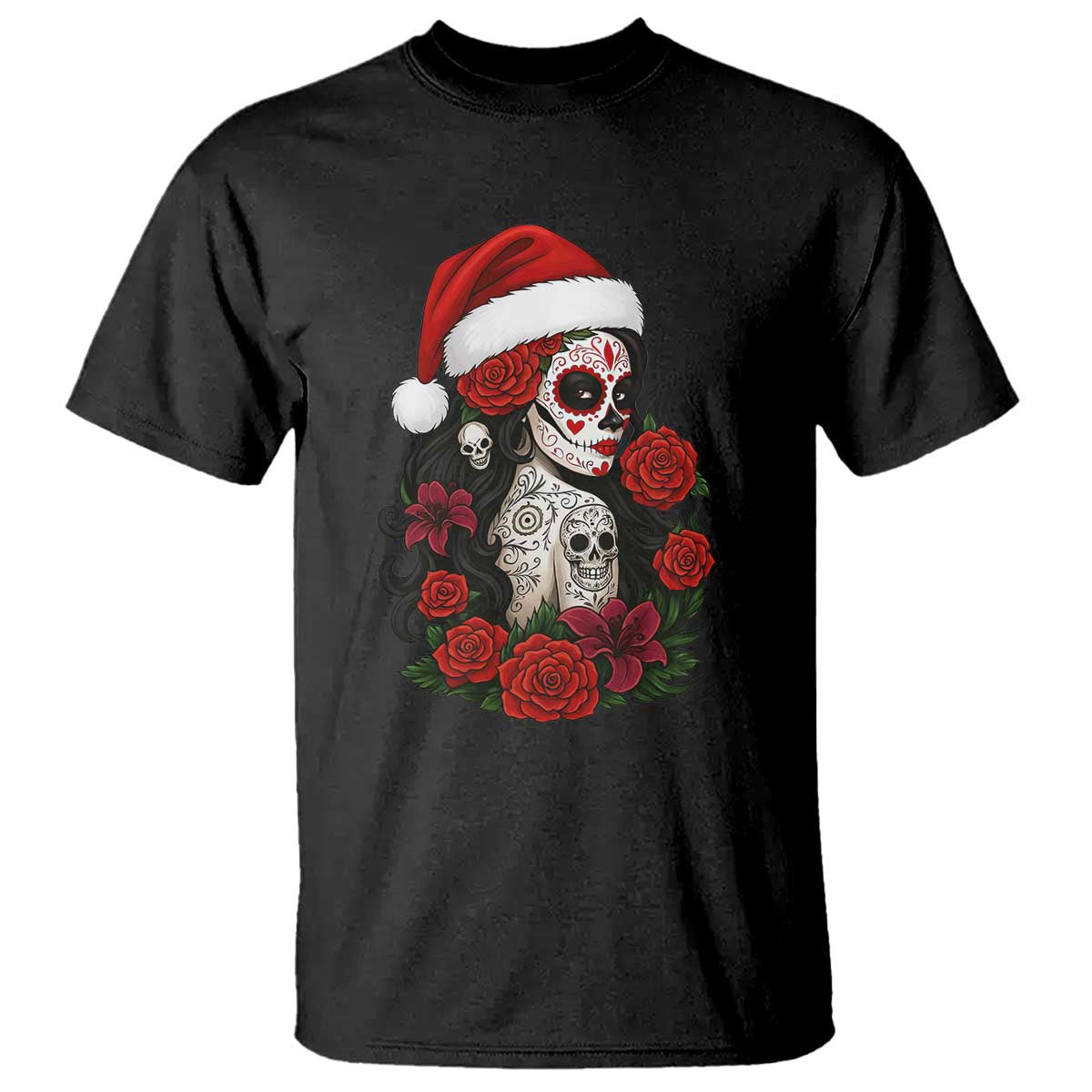 Dia De Los Muertos Mexican Christmas T Shirt Day of the Dead Sugar Skull Women - Wonder Print Shop