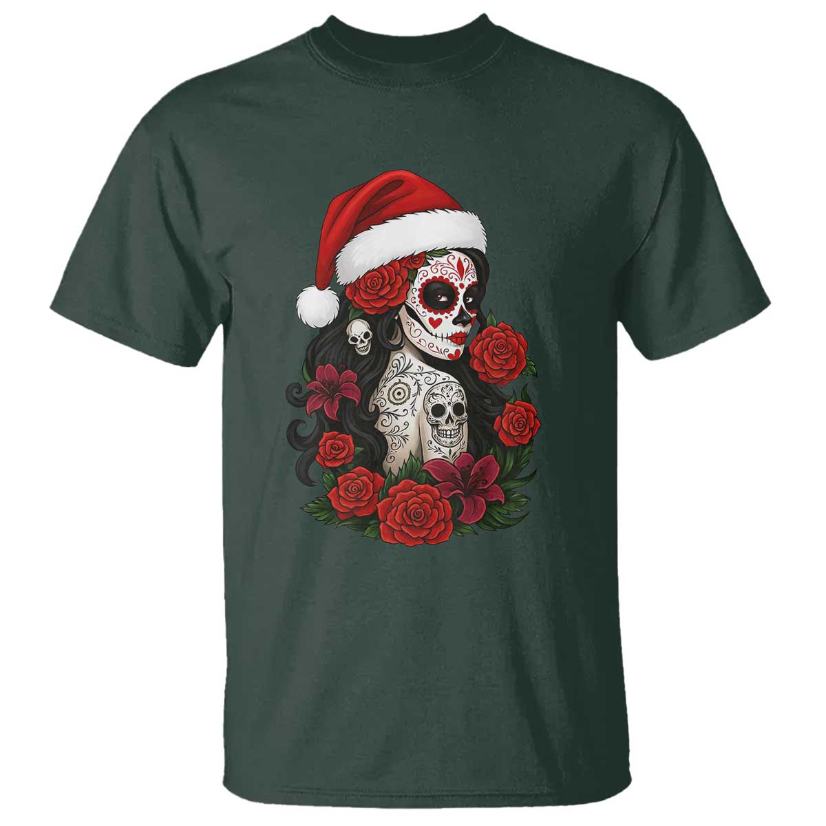 Dia De Los Muertos Mexican Christmas T Shirt Day of the Dead Sugar Skull Women - Wonder Print Shop