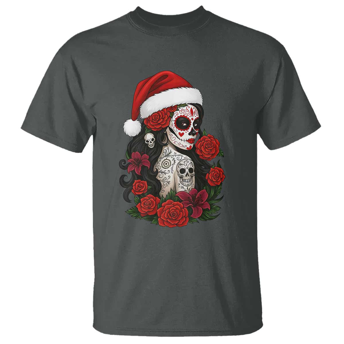 Dia De Los Muertos Mexican Christmas T Shirt Day of the Dead Sugar Skull Women - Wonder Print Shop