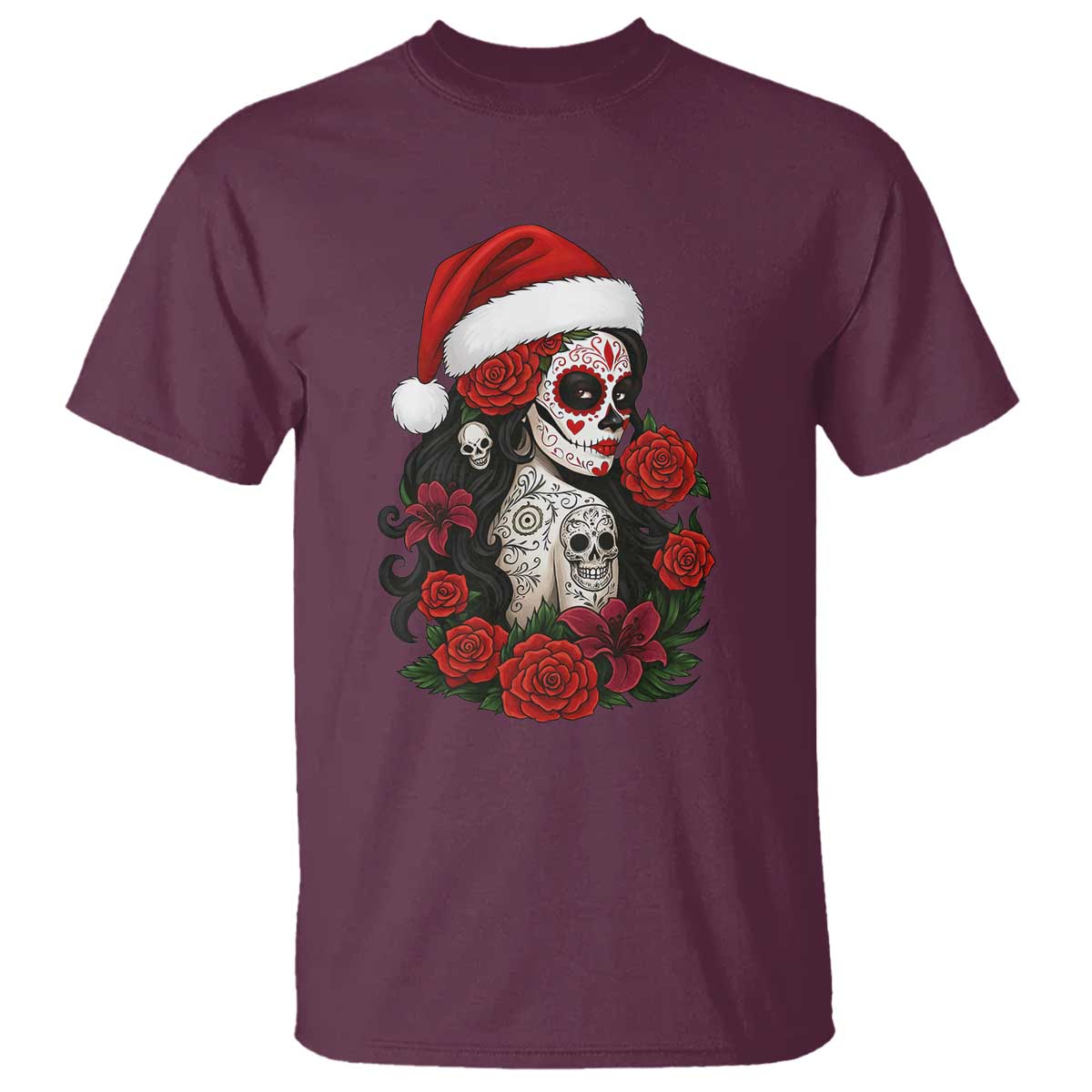 Dia De Los Muertos Mexican Christmas T Shirt Day of the Dead Sugar Skull Women - Wonder Print Shop