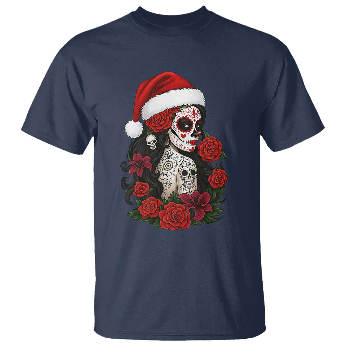 Dia De Los Muertos Mexican Christmas T Shirt Day of the Dead Sugar Skull Women - Wonder Print Shop