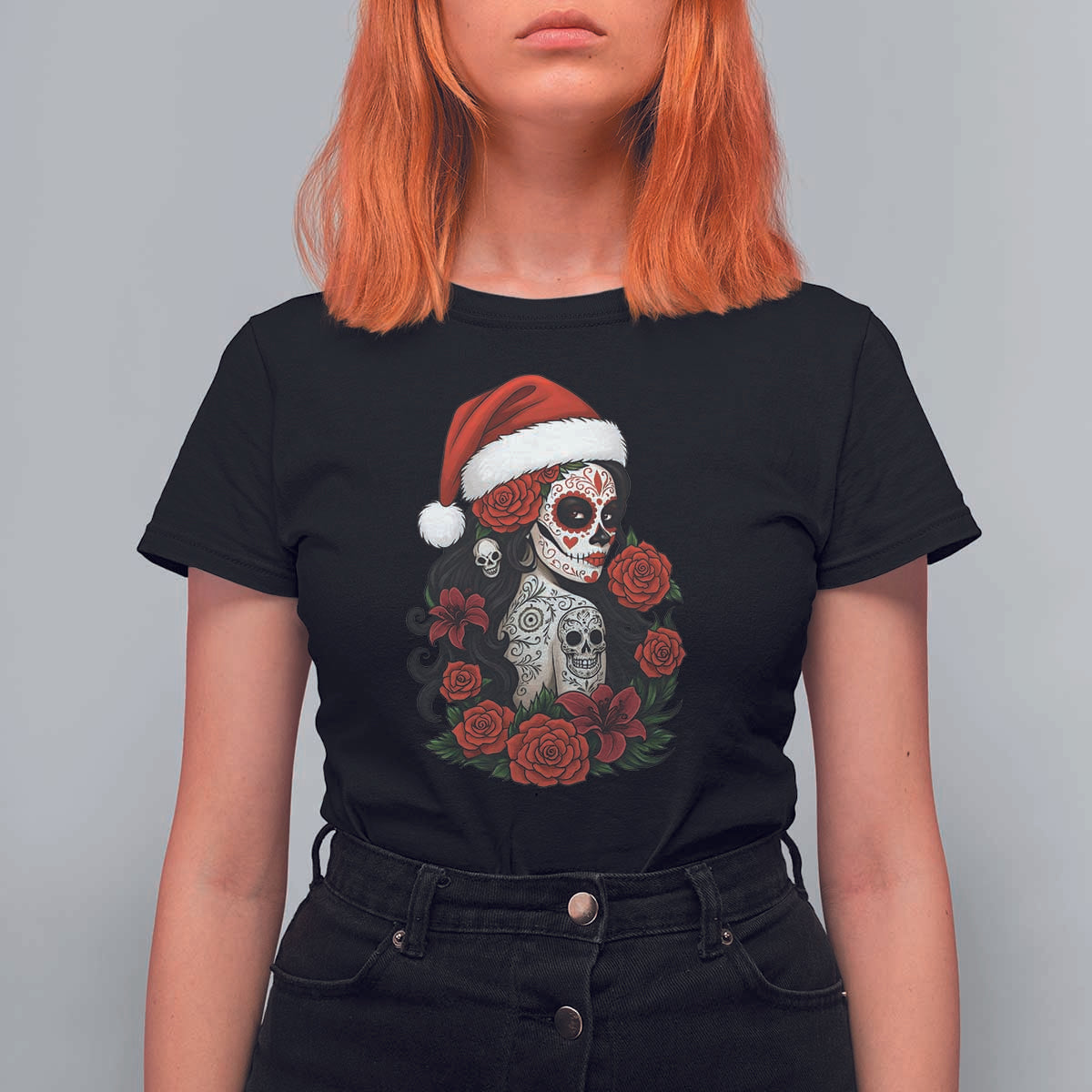 Dia De Los Muertos Mexican Christmas T Shirt For Women Day of the Dead Sugar Skull Women - Wonder Print Shop