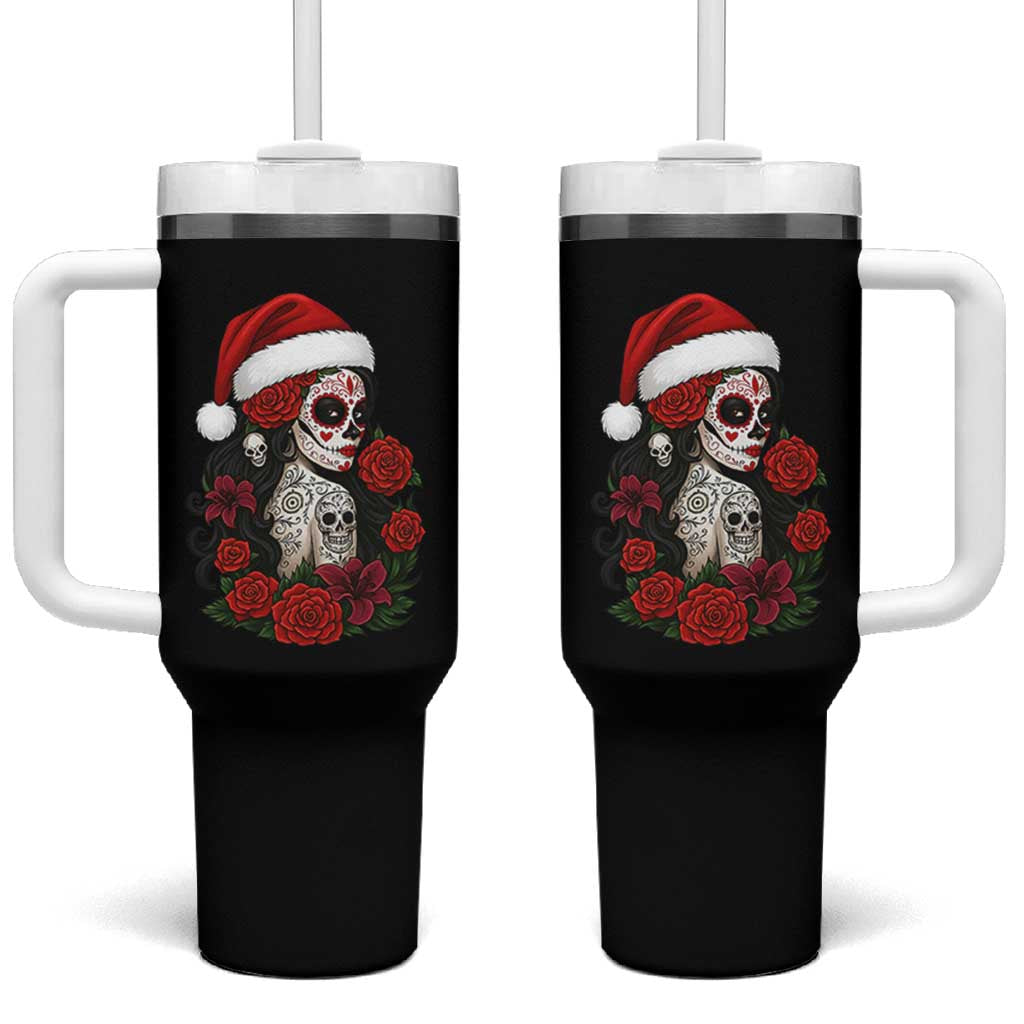 Dia De Los Muertos Mexican Christmas Tumbler With Handle Day of the Dead Sugar Skull Women - Wonder Print Shop