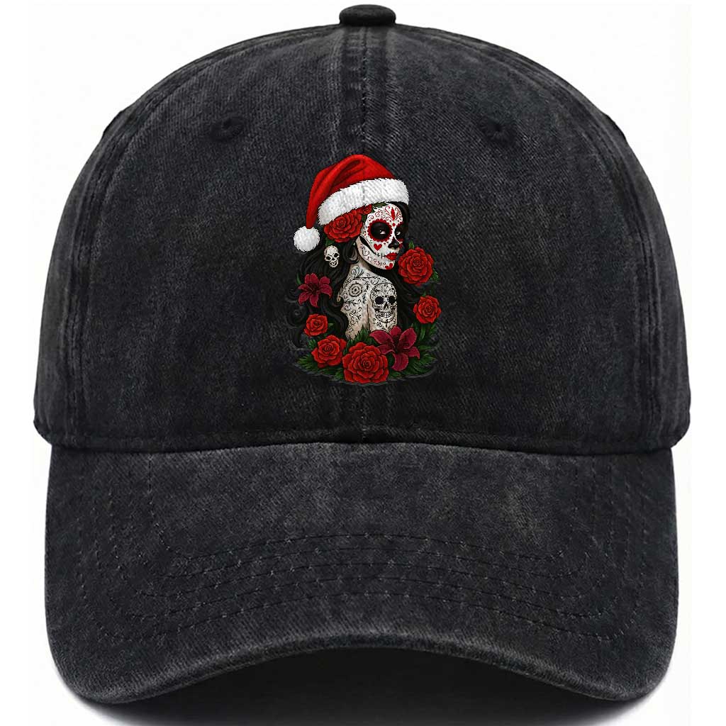 Dia De Los Muertos Mexican Christmas Washed Cotton Baseball Cap Day of the Dead Sugar Skull Women