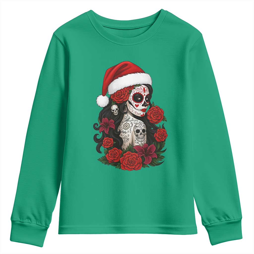 Dia De Los Muertos Mexican Christmas Youth Sweatshirt Day of the Dead Sugar Skull Women - Wonder Print Shop