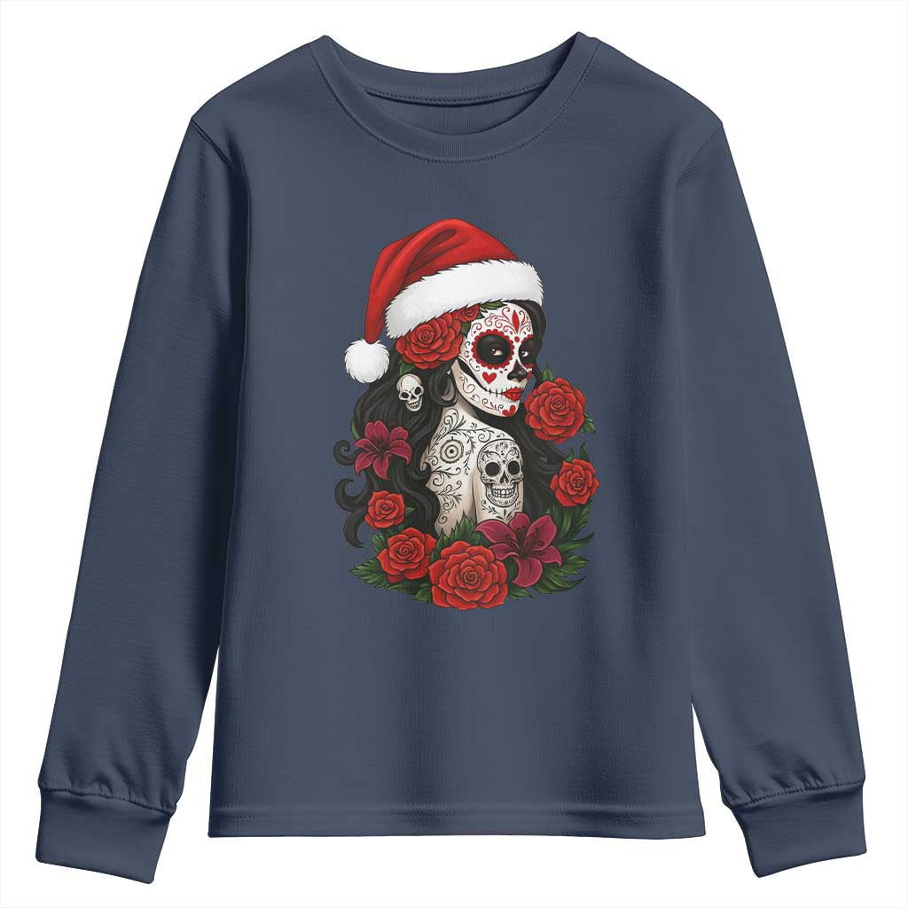Dia De Los Muertos Mexican Christmas Youth Sweatshirt Day of the Dead Sugar Skull Women - Wonder Print Shop