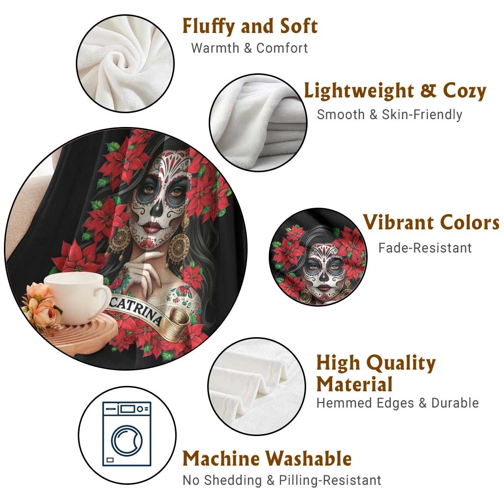 Dia De Los Muertos Mexican Throw Blanket Day of the Dead Sugar Skull Women - Wonder Print Shop