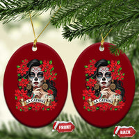 Dia De Los Muertos Mexican Ceramic Ornament Day of the Dead Sugar Skull Women - Wonder Print Shop