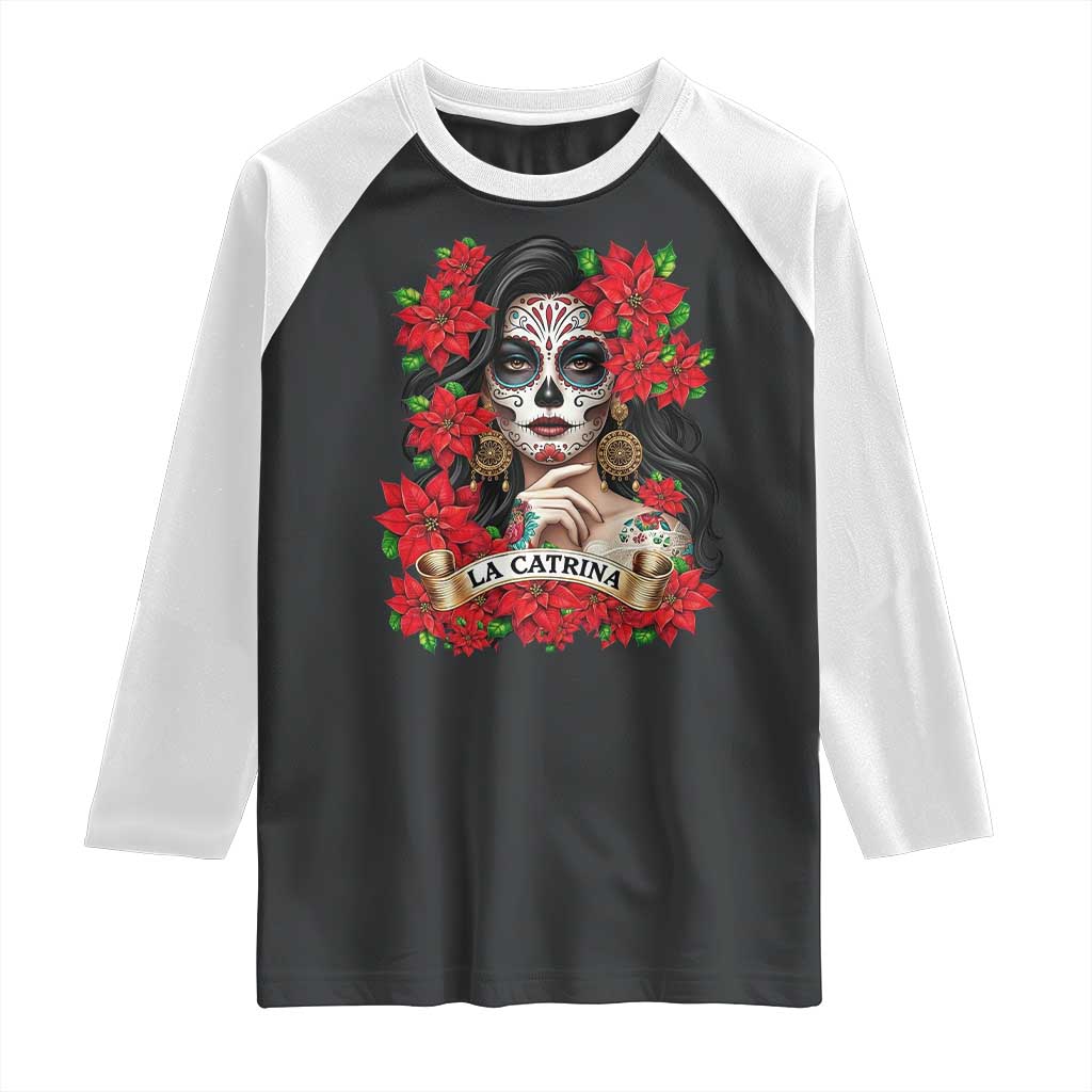 Dia De Los Muertos Mexican Raglan Shirt Day of the Dead Sugar Skull Women - Wonder Print Shop
