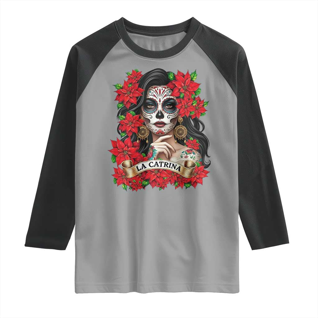 Dia De Los Muertos Mexican Raglan Shirt Day of the Dead Sugar Skull Women - Wonder Print Shop
