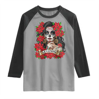 Dia De Los Muertos Mexican Raglan Shirt Day of the Dead Sugar Skull Women - Wonder Print Shop