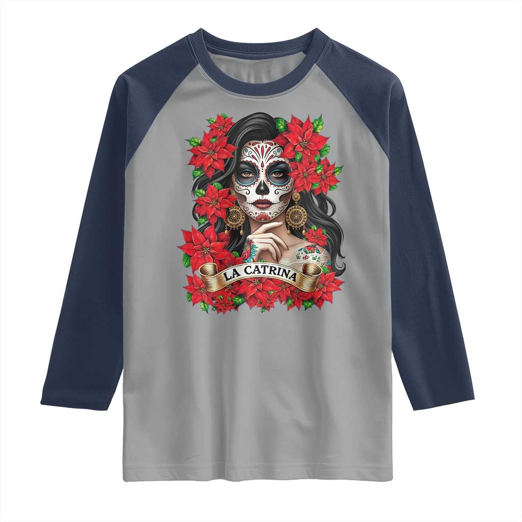 Dia De Los Muertos Mexican Raglan Shirt Day of the Dead Sugar Skull Women - Wonder Print Shop