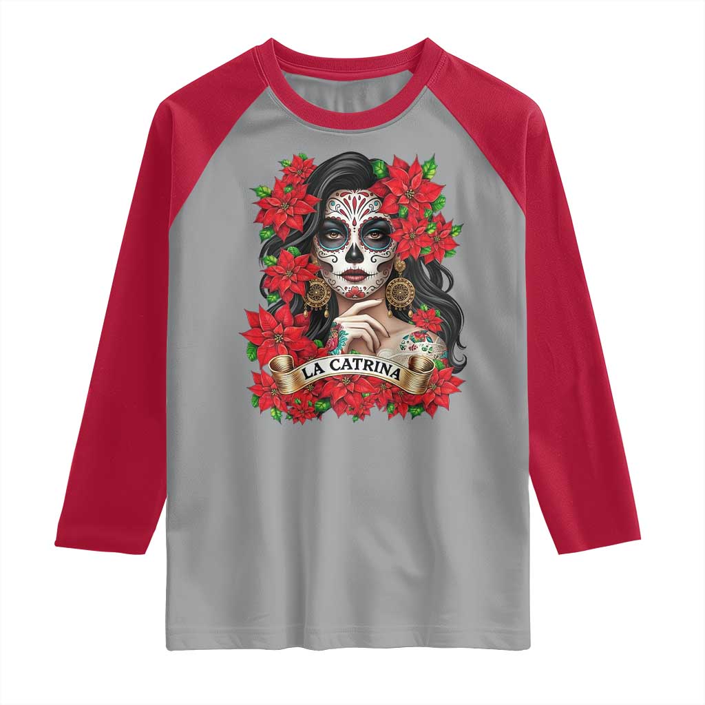 Dia De Los Muertos Mexican Raglan Shirt Day of the Dead Sugar Skull Women - Wonder Print Shop
