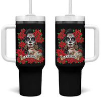 Dia De Los Muertos Mexican Tumbler With Handle Day of the Dead Sugar Skull Women - Wonder Print Shop