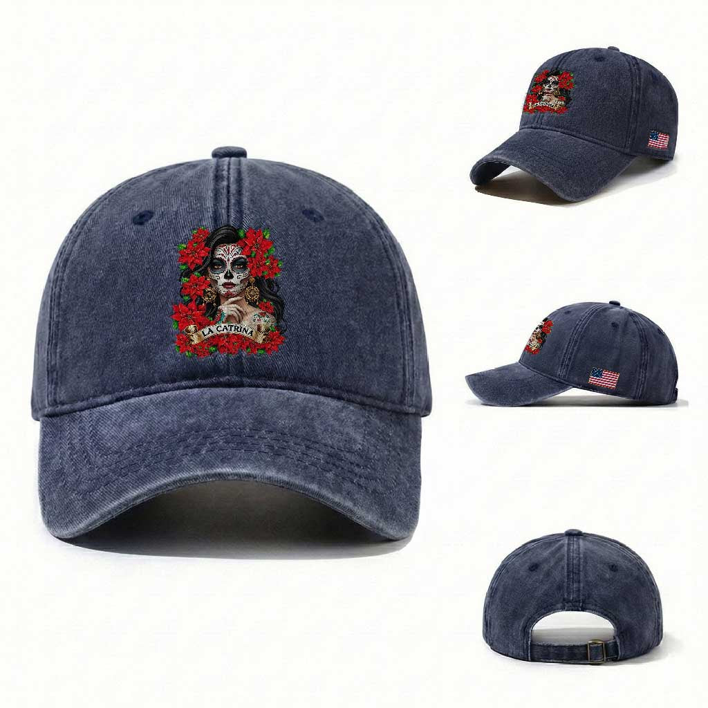 Dia De Los Muertos Mexican Washed Cotton Baseball Cap Day of the Dead Sugar Skull Women