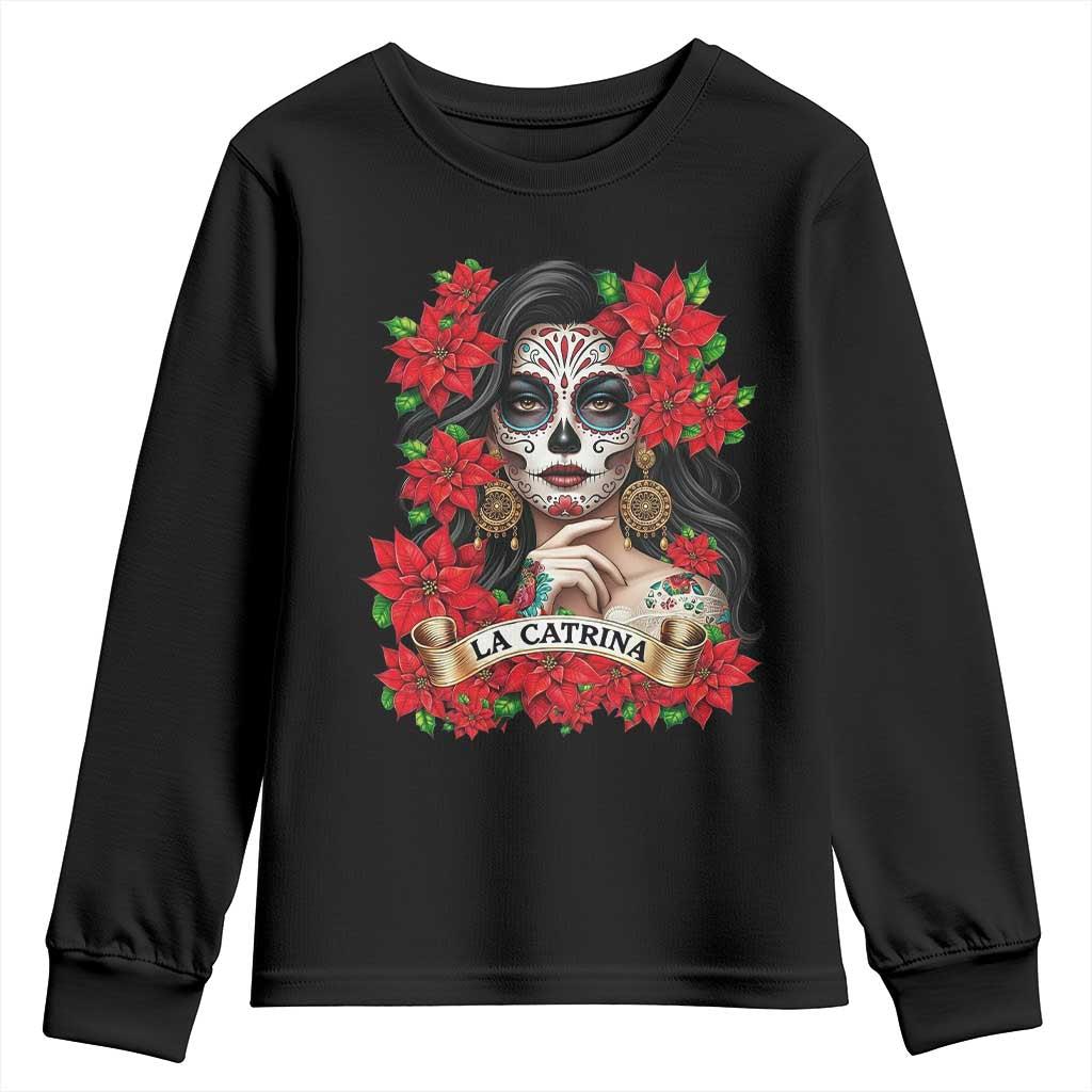 Dia De Los Muertos Mexican Youth Sweatshirt Day of the Dead Sugar Skull Women - Wonder Print Shop