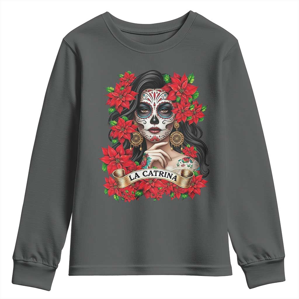 Dia De Los Muertos Mexican Youth Sweatshirt Day of the Dead Sugar Skull Women - Wonder Print Shop