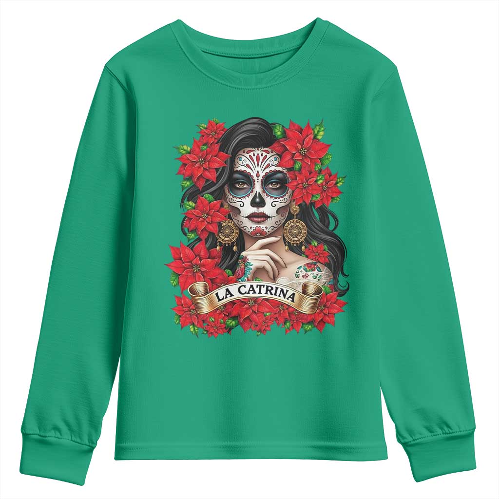 Dia De Los Muertos Mexican Youth Sweatshirt Day of the Dead Sugar Skull Women - Wonder Print Shop