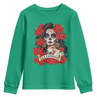Dia De Los Muertos Mexican Youth Sweatshirt Day of the Dead Sugar Skull Women - Wonder Print Shop