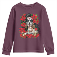 Dia De Los Muertos Mexican Youth Sweatshirt Day of the Dead Sugar Skull Women - Wonder Print Shop