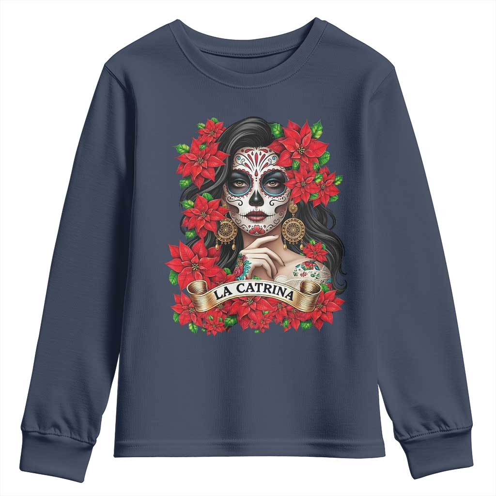 Dia De Los Muertos Mexican Youth Sweatshirt Day of the Dead Sugar Skull Women - Wonder Print Shop