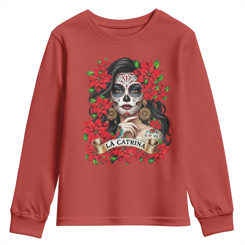 Dia De Los Muertos Mexican Youth Sweatshirt Day of the Dead Sugar Skull Women - Wonder Print Shop