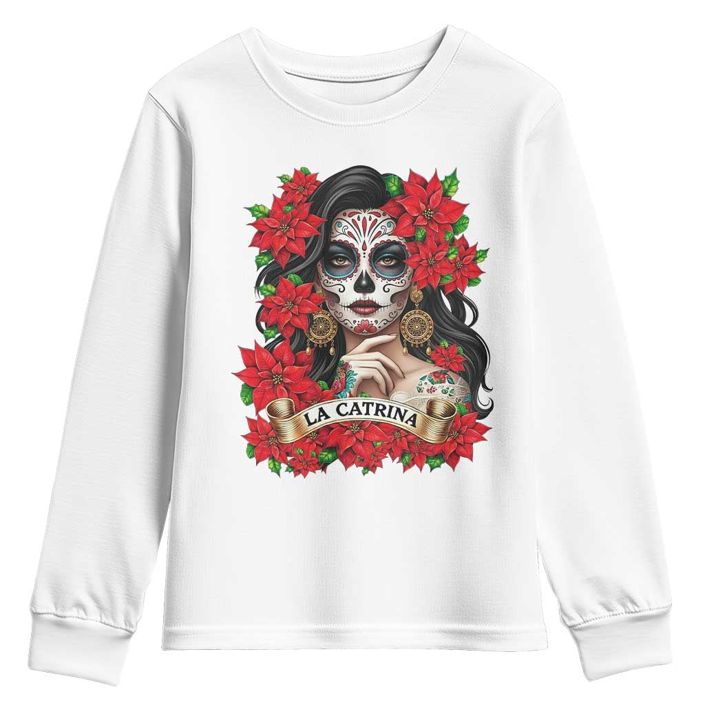 Dia De Los Muertos Mexican Youth Sweatshirt Day of the Dead Sugar Skull Women - Wonder Print Shop