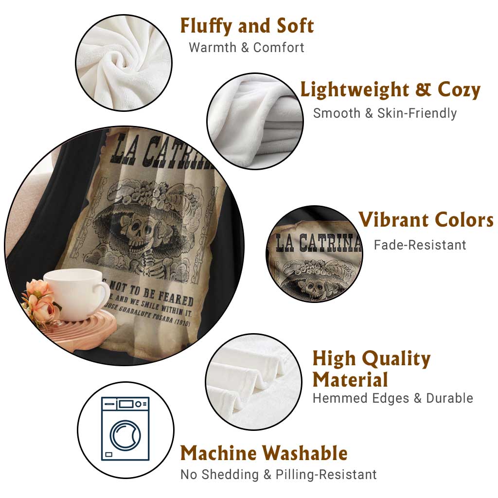 Day Of The Dead Throw Blanket La Calavera Garbancera - Wonder Print Shop