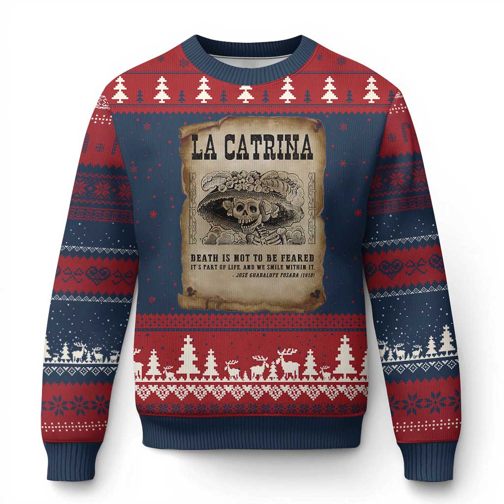 Day Of The Dead Ugly Christmas Sweater La Calavera Garbancera - Wonder Print Shop