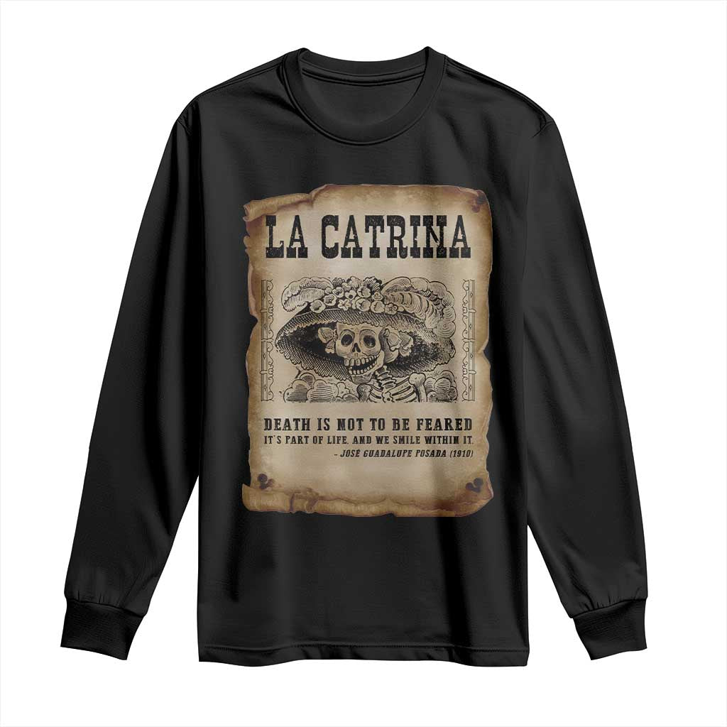 Day Of The Dead Long Sleeve Shirt La Calavera Garbancera - Wonder Print Shop