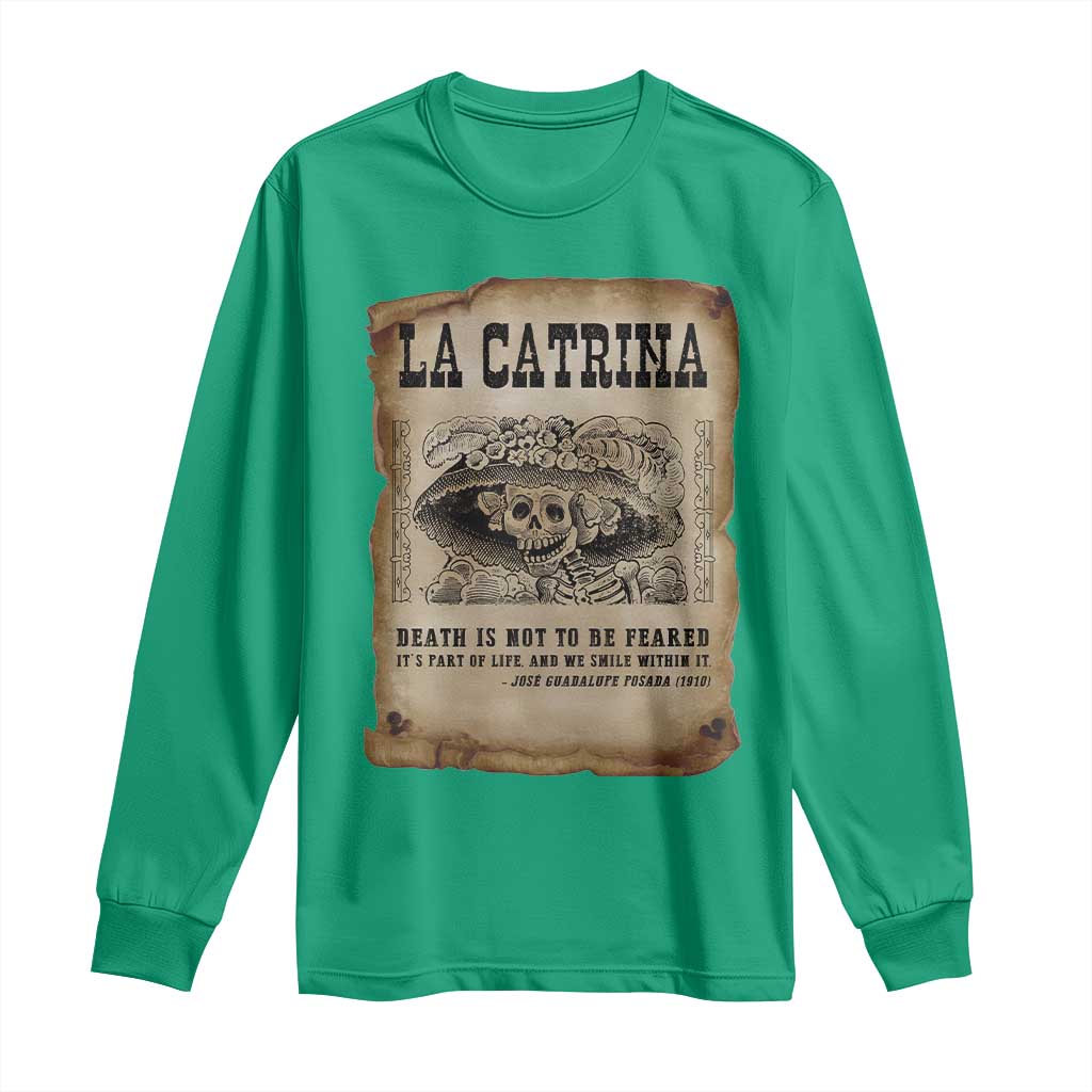 Day Of The Dead Long Sleeve Shirt La Calavera Garbancera - Wonder Print Shop