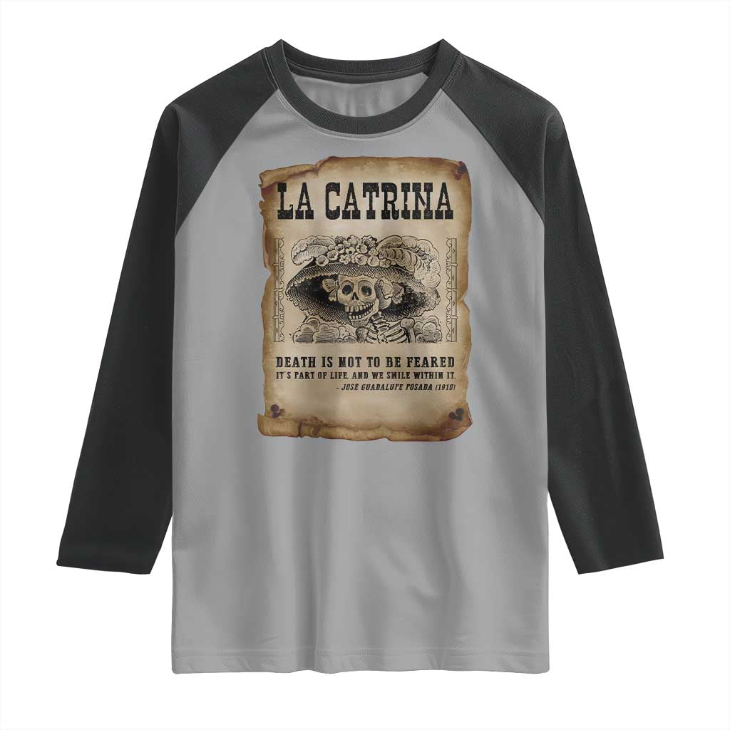 Day Of The Dead Raglan Shirt La Calavera Garbancera - Wonder Print Shop