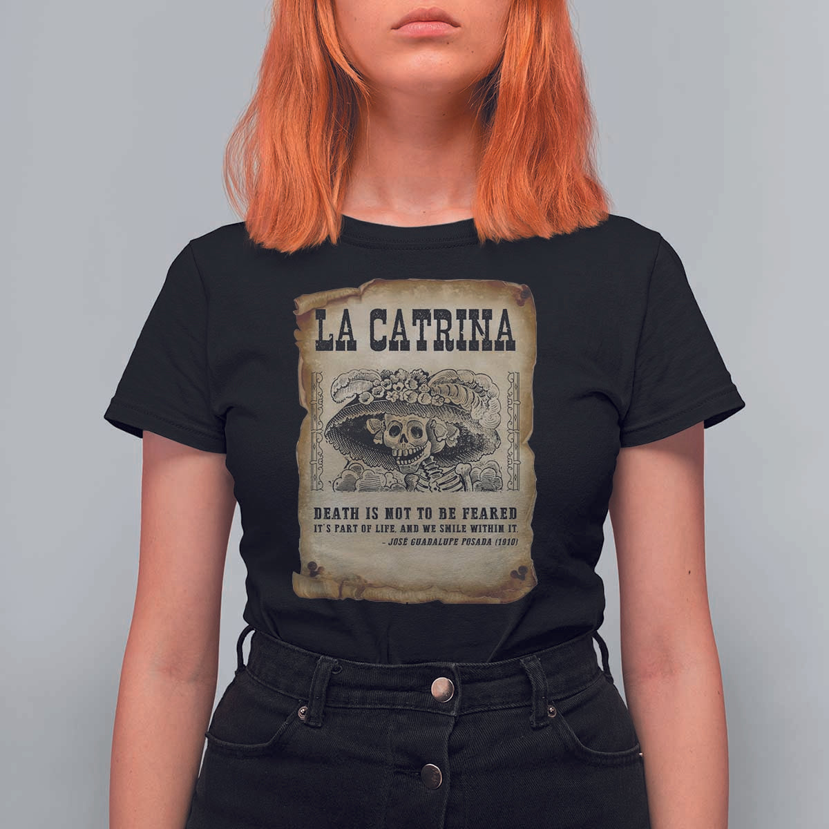 Day Of The Dead T Shirt For Women La Calavera Garbancera - Wonder Print Shop