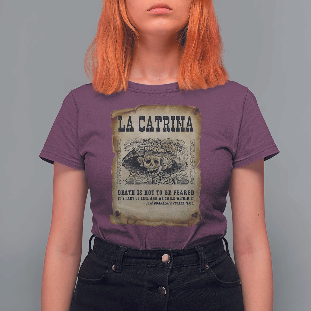 Day Of The Dead T Shirt For Women La Calavera Garbancera - Wonder Print Shop