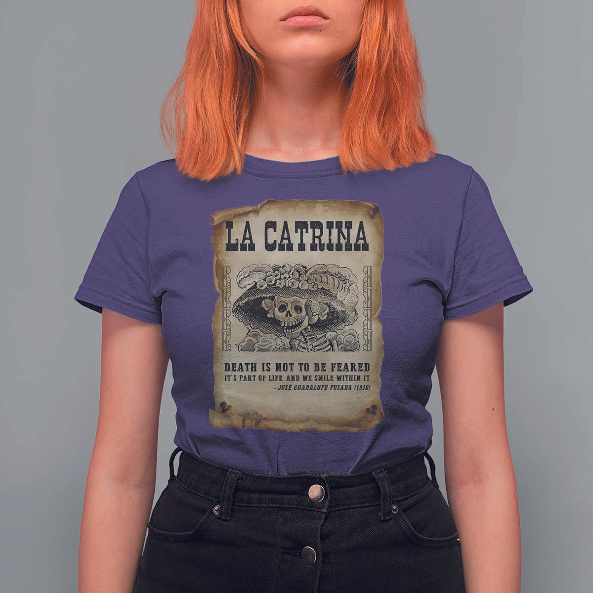 Day Of The Dead T Shirt For Women La Calavera Garbancera - Wonder Print Shop