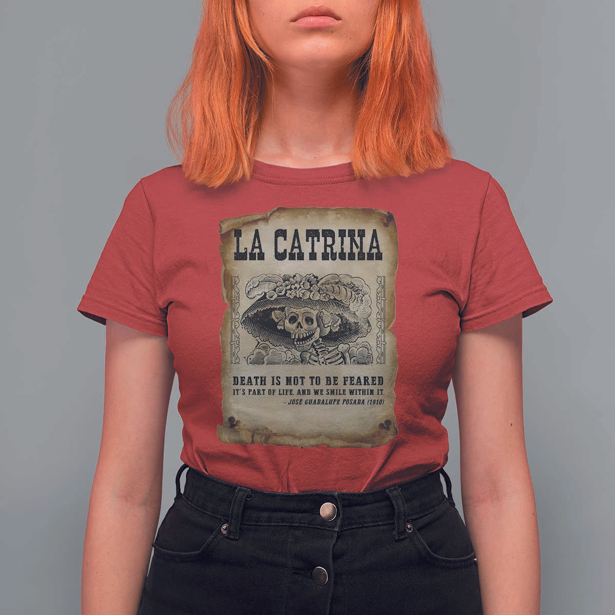 Day Of The Dead T Shirt For Women La Calavera Garbancera - Wonder Print Shop