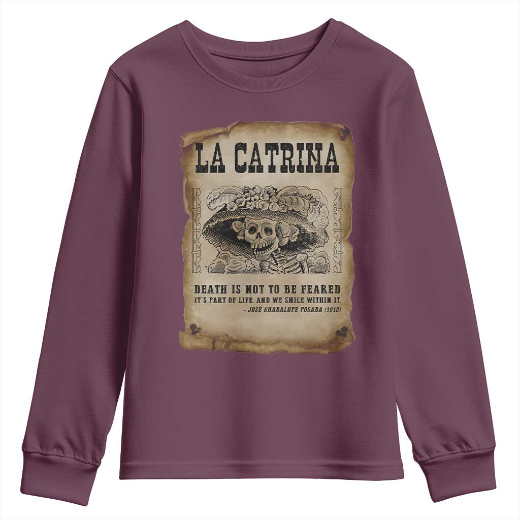 Day Of The Dead Youth Sweatshirt La Calavera Garbancera - Wonder Print Shop