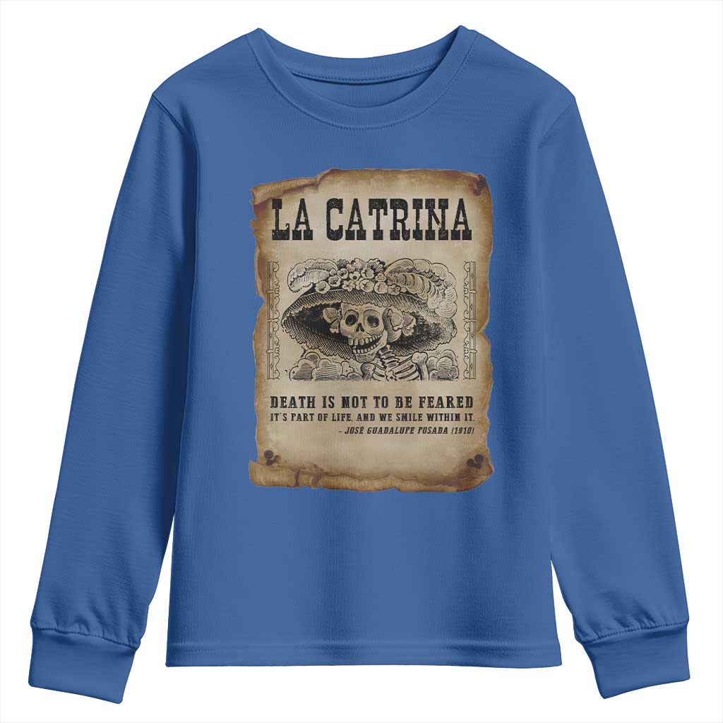 Day Of The Dead Youth Sweatshirt La Calavera Garbancera - Wonder Print Shop