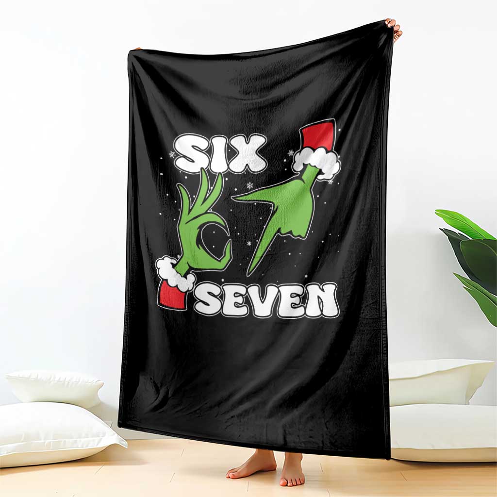 67 Six Seven Christmas Meme Throw Blanket Funny Elf Hands - Wonder Print Shop