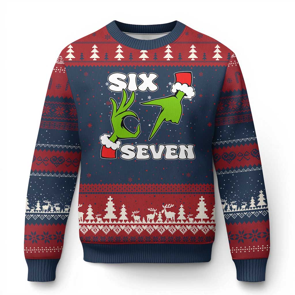 67 Six Seven Xmas Meme Ugly Christmas Sweater Funny Elf Hands - Wonder Print Shop