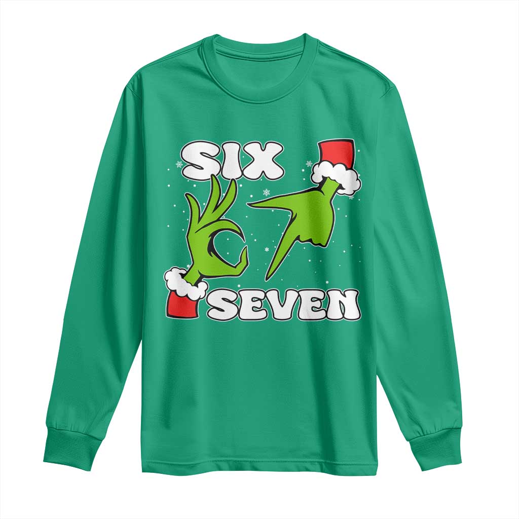 67 Six Seven Christmas Meme Long Sleeve Shirt Funny Elf Hands - Wonder Print Shop