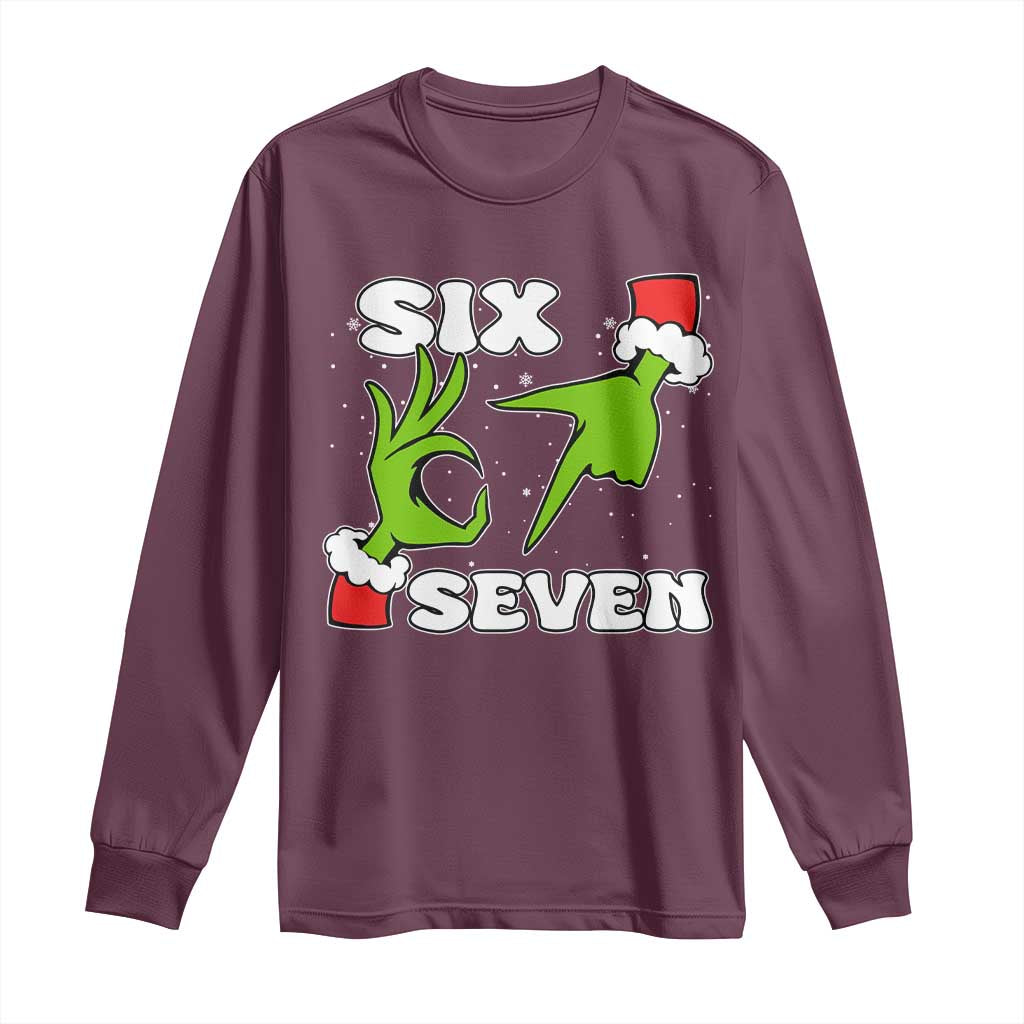 67 Six Seven Christmas Meme Long Sleeve Shirt Funny Elf Hands - Wonder Print Shop