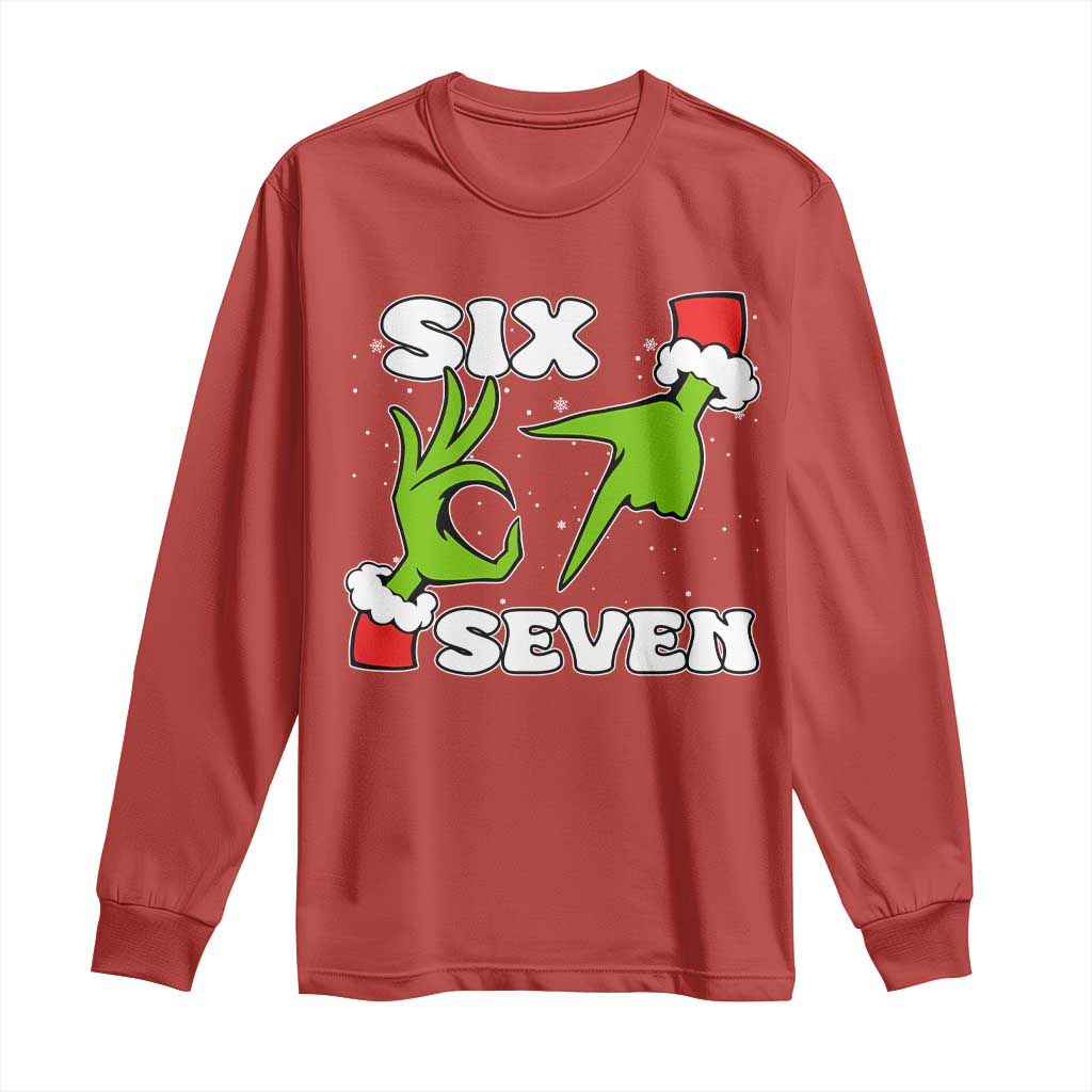 67 Six Seven Christmas Meme Long Sleeve Shirt Funny Elf Hands - Wonder Print Shop